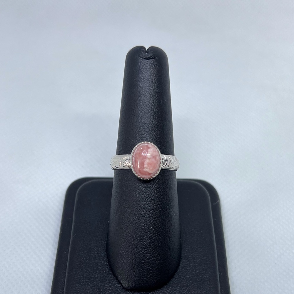 Rhodochrosite Ring Handmade (10x8mm oval)